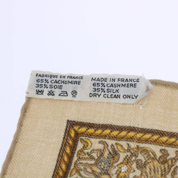 HERMES Carre 90 CHASSE EN INDE Scarf Silk Cashmere Brown Auth am4909 - Picture 13 of 15